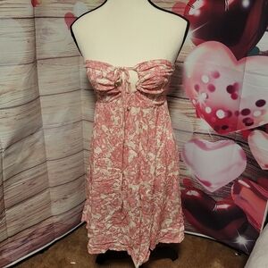 Strapless Pink Floral Dress